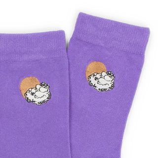 Moomins Up in the Coulds Embroidery Women's Socks