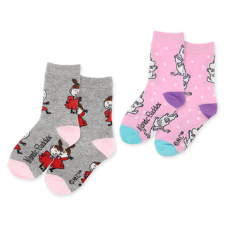 Kids Double Pack Snorkmaiden and Little My Socks - Grey and Pink