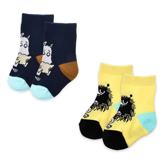 Baby Double Pack Moomintroll And Stinky Socks - Navy & Yellow