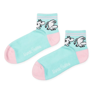 Moomintroll Women’s Retro Ankle Socks - Pastel Mint and Light Pink