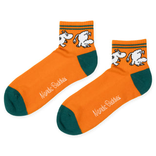 Moomintroll Running Retro Ankle Men Socks - Orange and Dark Green