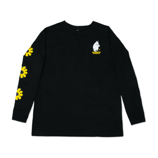 Moomintroll's Flower Long Sleeve Shirt With Cuffrib Unisex - Black