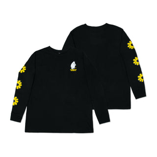 Moomintroll's Flower Long Sleeve Shirt With Cuffrib Unisex - Black