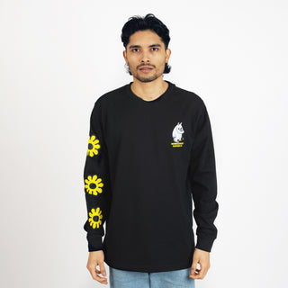 Moomintroll's Flower Long Sleeve Shirt With Cuffrib Unisex - Black