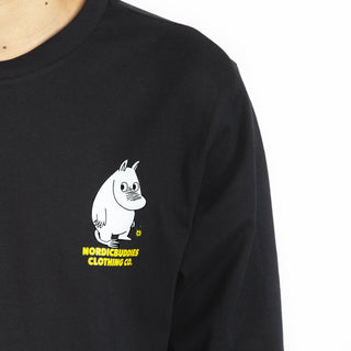 Moomintroll's Flower Long Sleeve Shirt With Cuffrib Unisex - Black