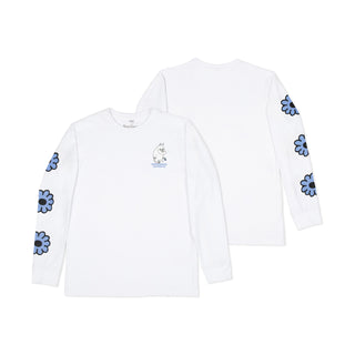 Moomintroll's Flower Long Sleeve Shirt With Cuffrib Unisex - White