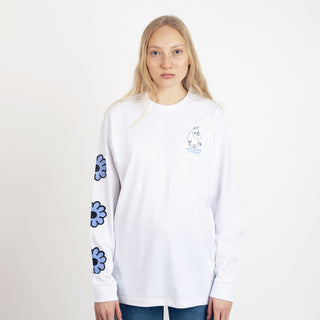 Moomintroll's Flower Long Sleeve Shirt With Cuffrib Unisex - White