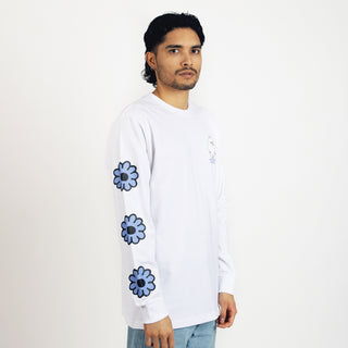 Moomintroll's Flower Long Sleeve Shirt With Cuffrib Unisex - White