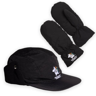 Moomintroll Puffer Mittens and Nylon Cap Combo - Black