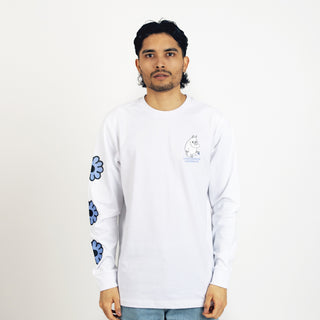 Moomintroll's Flower Long Sleeve Shirt With Cuffrib Unisex - White