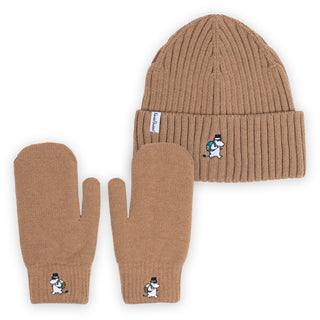 Moominpappa Mittens and Beanie Combo - Brown