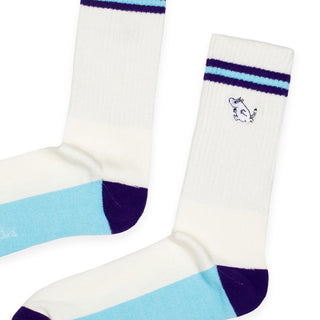 Moomintroll Running Embroidery Men Socks - White