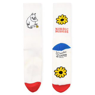 Moomintroll's Flower Retro Men Socks - White