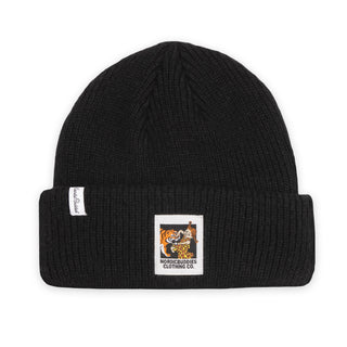 Pippi and Tiger Beanie Adult - Black