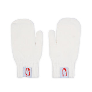 Red Cross Mittens Adult - White