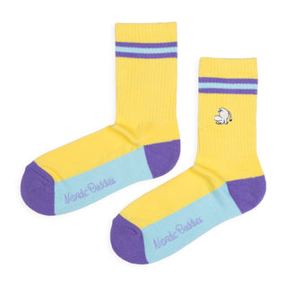 Moomintroll Embroidery Women's Retro Socks - Yellow