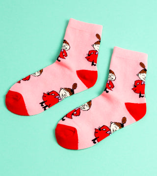 Moomin Kids Socks Douple Pack Grey Pink Little My | Muumi Lasten Sukat Tuplapakkaus Vaaleanpunainen Harmaa Pikku Myy