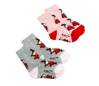 Moomin Kids Socks Douple Pack Grey Pink Little My | Muumi Lasten Sukat Tuplapakkaus Vaaleanpunainen Harmaa Pikku Myy